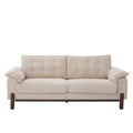 Christopher Knight Home Bo 83.5" Modern 3-Seater Wooden Boucle Upholstered Sofa, Beige/Walnut