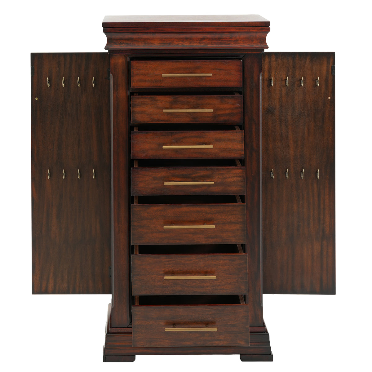 Christopher Knight Home Evelyn Traditional Wood Jewelry Armoire with Flip-Top Mirror, Drawers & Side Doors with Hooks, Brown
