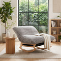 GDFStudio Evelyn Modern Solid Wood Corduroy Upholstered Rocking Accent Chair, Light Gray