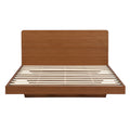 GDFStudio Soren Japandi Bamboo Floating Platform Bed with Headboard, Warm Brown, Full