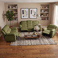 GDFStudio Avery 6-Seat Electric Power Velvet Upholstered Reclining Sofa Set with Adjustable Angle Green