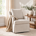 GDFStudio Zuri Modern Linen Upholstered Dining Chair with Removable Casters and Metal Frame, Beige