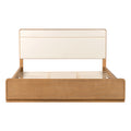 Christopher Knight Home Rowan -Century Modern Wood Platform Bed Frame with Upholstered Headboard, Brown/Cream, King