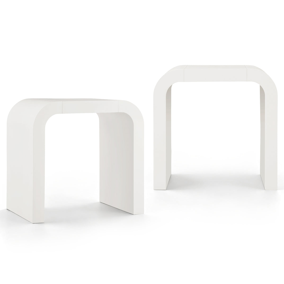 Christopher Knight Home Sloane Modern Waterfall Table Set with Curved Design, White, Side Table Set of 2