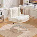 GDFStudio Mila Modern 360? Swivel Faux Fur Upholstered Office Chair with Adjustable Height and 5 Casters, Cream