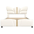 Christopher Knight Home Butterfly-Headboard PU Leather Platform Bed with Wood Slats & Metal Accents
