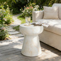 GDFStudio Rivera Modern Mushroom-Shaped Design Outdoor Coffee Table, Beige/Yellow