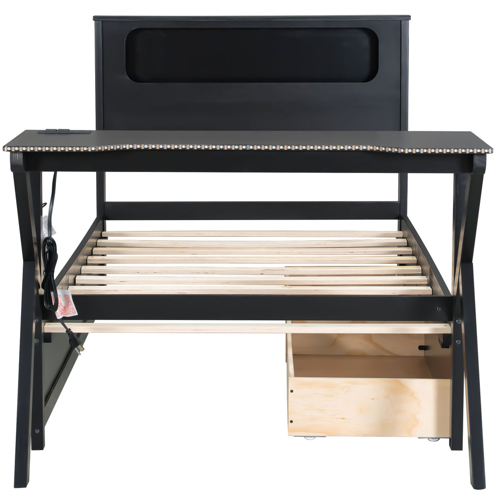 GDF Studio LED Platform Bed with Storage Drawers, USB Charging Station & Metal Frame