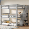 GDF Studio 3-in-1 Full-Size Convertible Bunk Bed with Storage Staircase