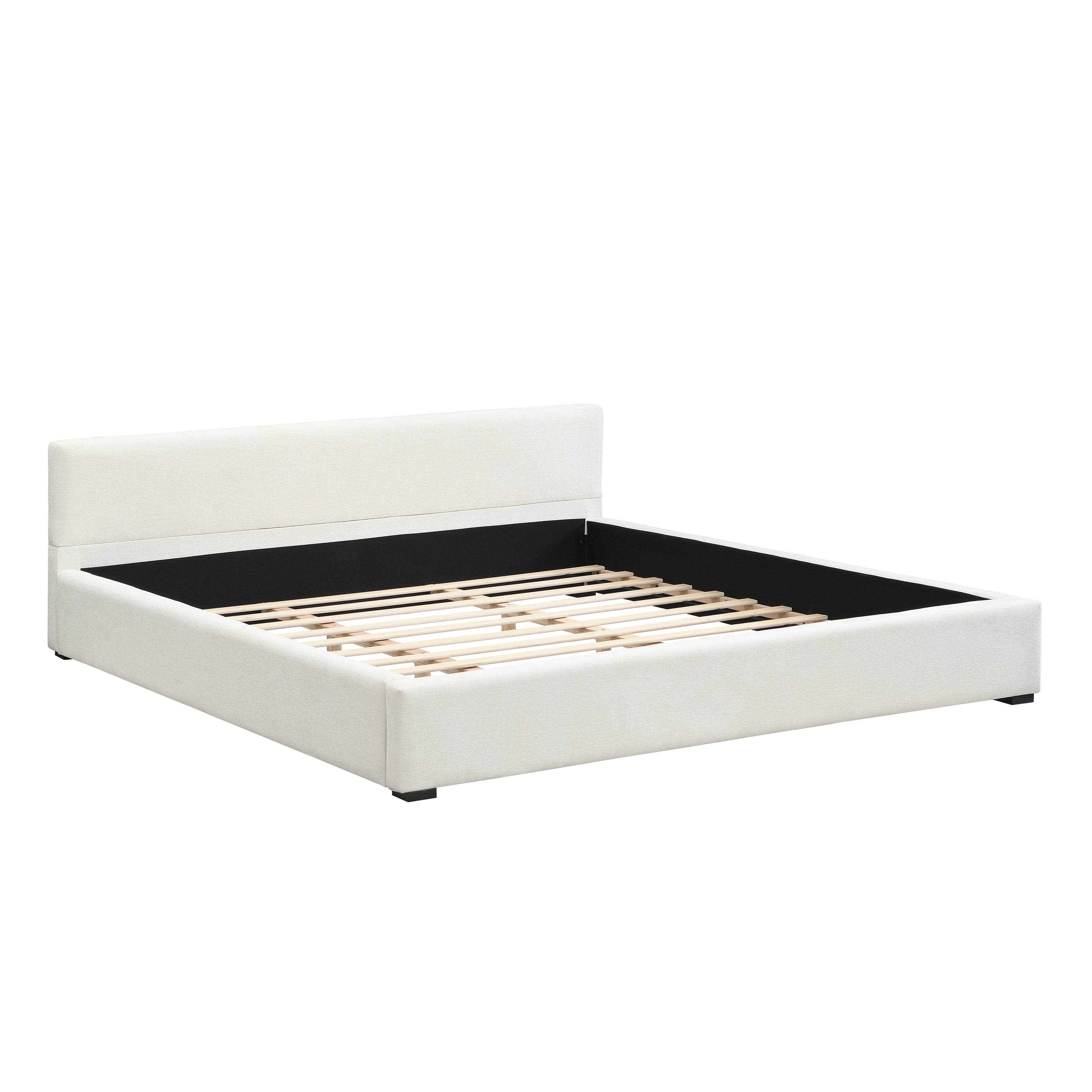 Christopher Knight Home Gianni Modern Upholstered Platform Bed with Low-Profile Wide-Edge Headboard, Beige, King