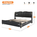 Christopher Knight Home Modern PU Leather Platform Bed with Wave Headboard & Wingback Design
