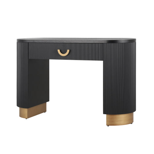 Christopher Knight Home Mirod Modern Ribbed Console Table with Drawer and Column Legs, Black
