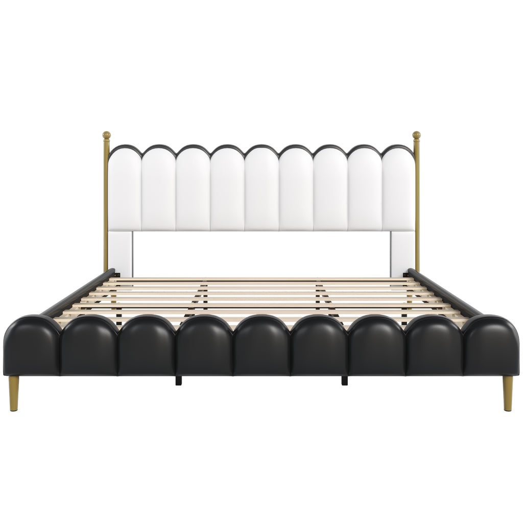 Christopher Knight Home Luxury Faux Leather Bed Frame with Curved Headboard & Solid Wood Support