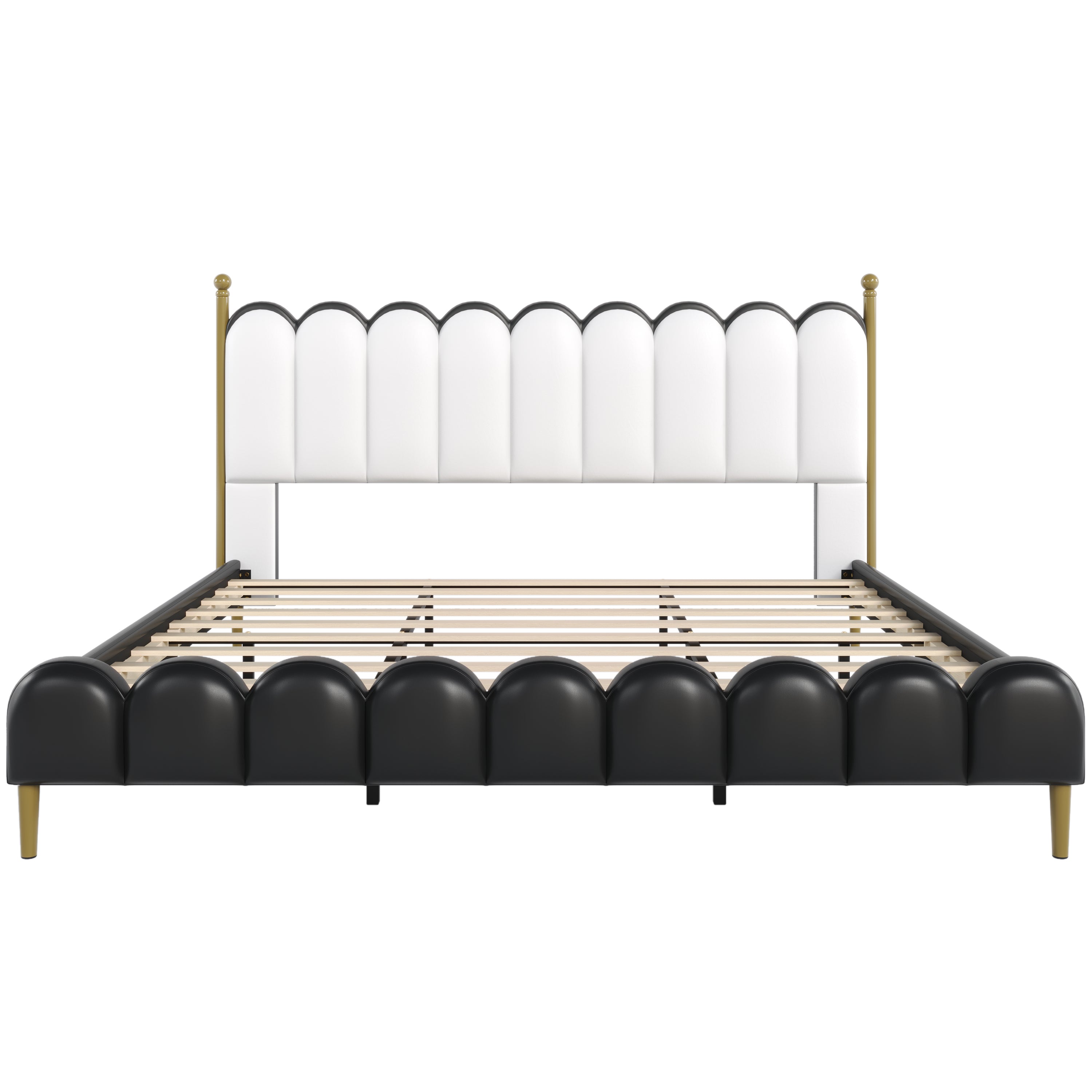 Christopher Knight Home Luxury Faux Leather Bed Frame with Curved Headboard & Solid Wood Support