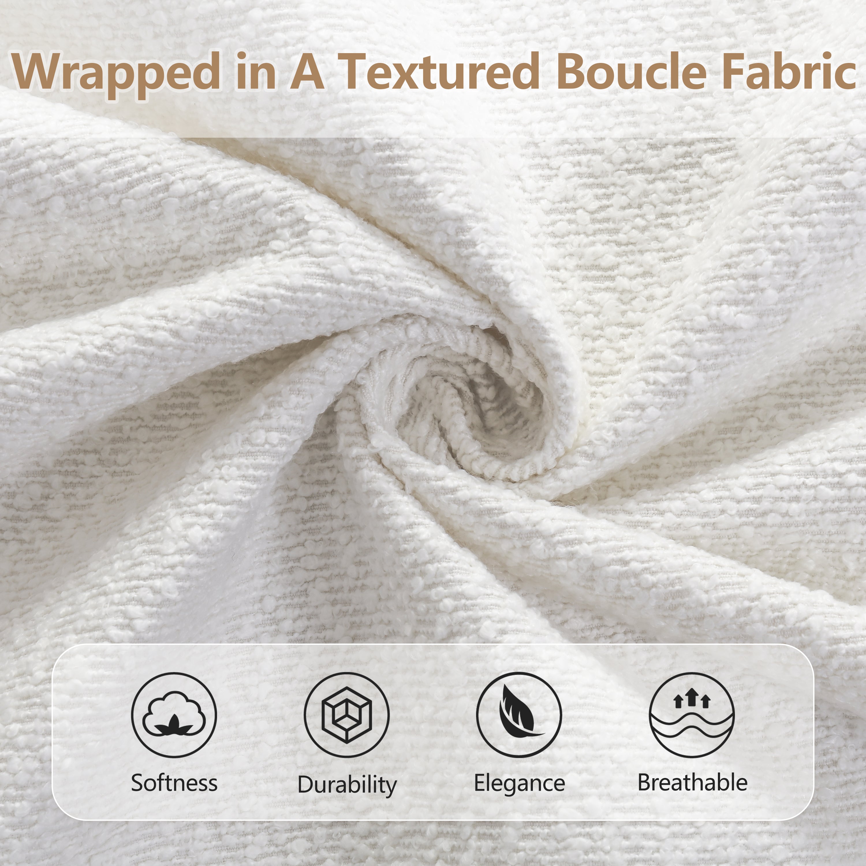 Christopher Knight Home Boucle Upholstered Platform Bed with Rounded Headboard & Sturdy Frame, King