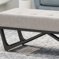 Christopher Knight Home Modern Upholstered Ottoman Bench with Tufted Waffle Stitch & Bentwood Base