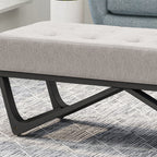 Christopher Knight Home Modern Upholstered Ottoman Bench with Tufted Waffle Stitch & Bentwood Base