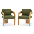 Christopher Knight Home Smolder Modern Rubberwood Upholstered Dining Chairs with Pillow Back (Set of 2), Green/Natural