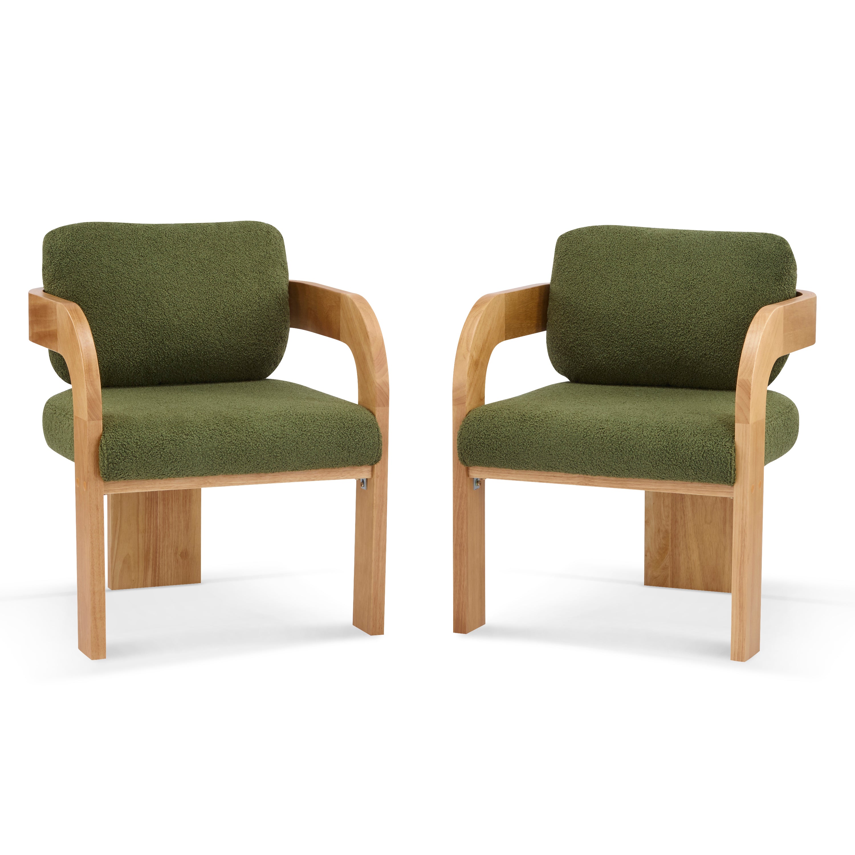 Christopher Knight Home Smolder Modern Rubberwood Upholstered Dining Chairs with Pillow Back (Set of 2), Green/Natural