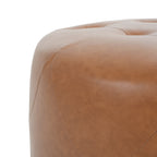Christopher Knight Home Faux Leather Round Ottoman with Button Tufted PU Upholstery & Birch Wood Legs ¨C Footstool and Extra Seating