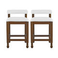 Christopher Knight Home Finley Modern Rubberwood Upholstered Counter Stools with Turned Spindle Legs (Set of 2), Dark Walnut