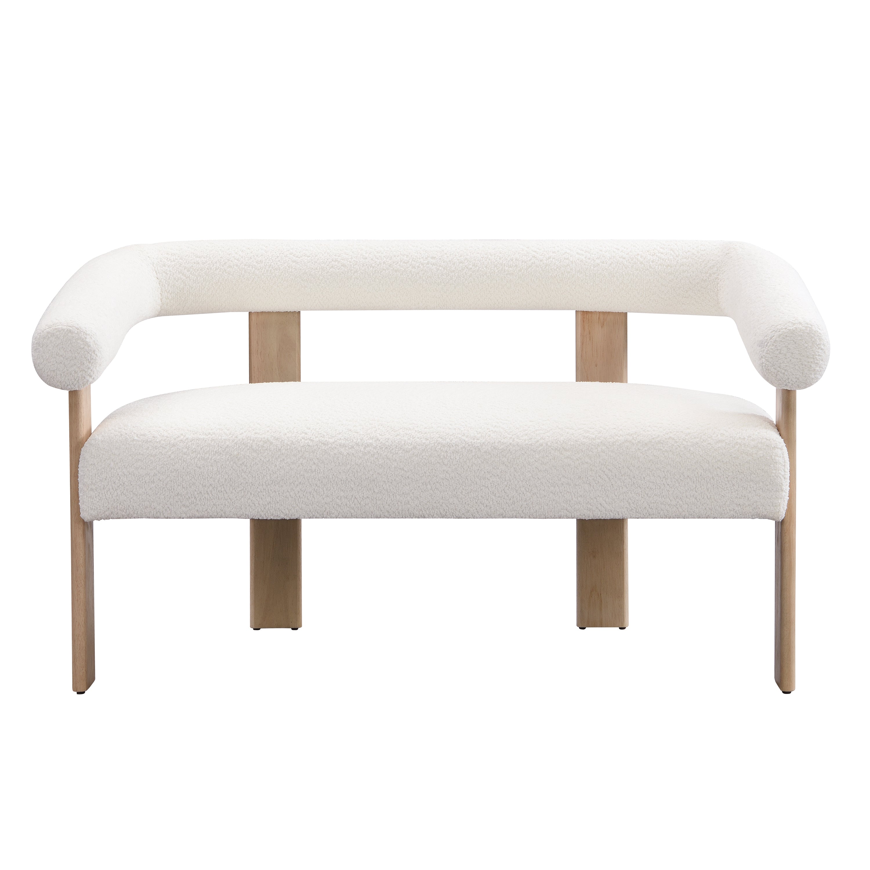 Christopher Knight Home Webb 53" Modern Rubberwood Boucle Upholstered Loveseat, Beige