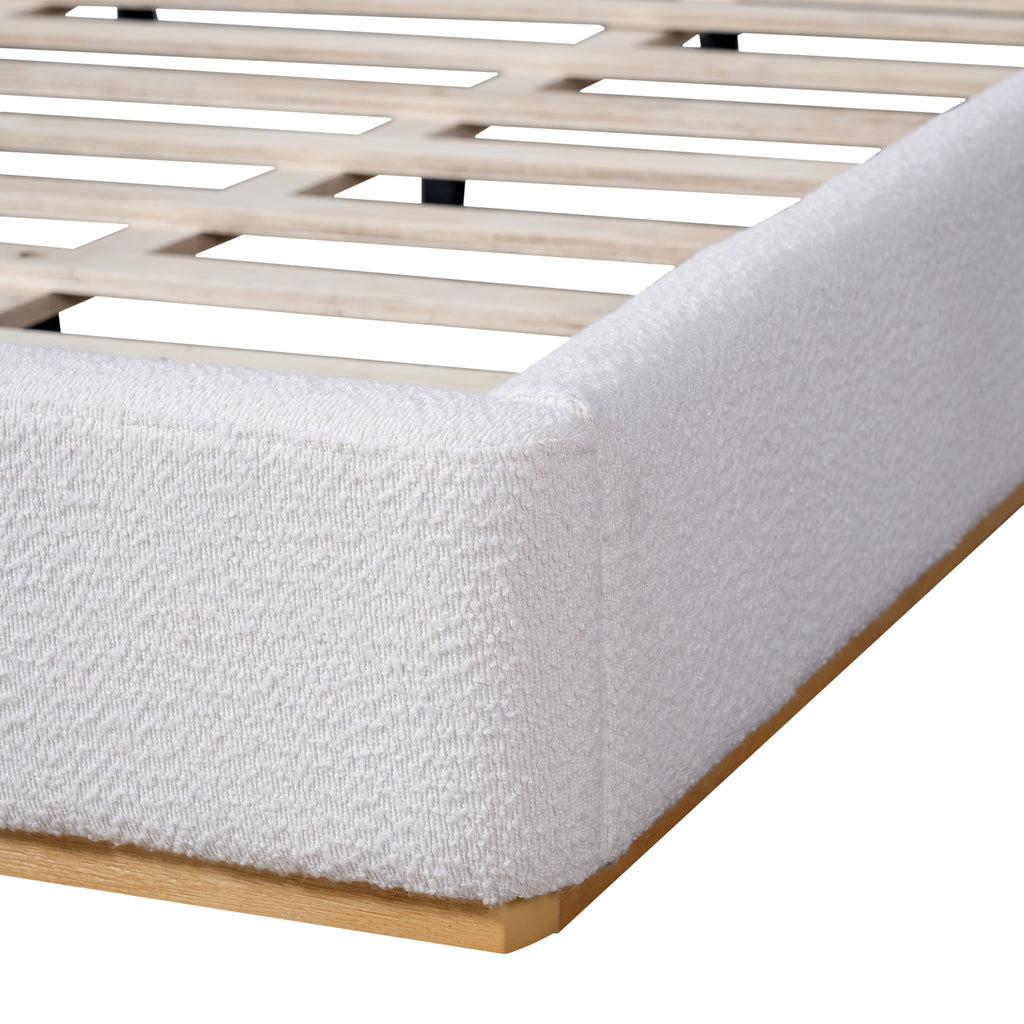 Christopher Knight Home Modern Boucle Upholstered Platform Bed with Solid Wood Base & Wingback Headboard