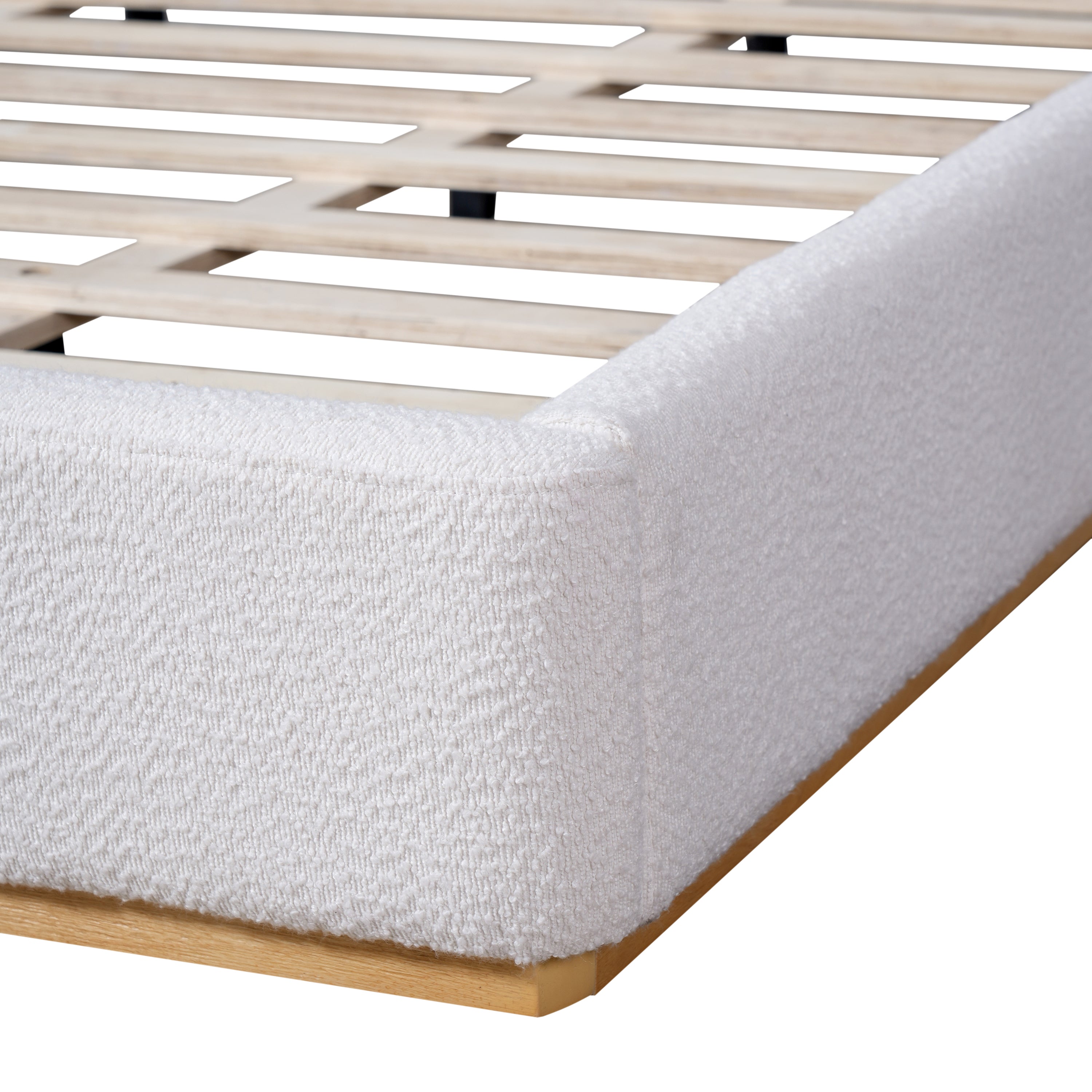 Christopher Knight Home Modern Boucle Upholstered Platform Bed with Solid Wood Base & Wingback Headboard