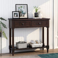 GDFStudio George Traditional Solid Wood Console Table with Drawers and Bottom Shelf, Espresso