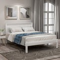 GDFStudio Alvarez Platform Bed Frame with Headboard and Wood Slat Support, White, Twin Size