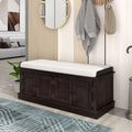 GDFStudio Mike Storage Shoe Bench with Doors and Adjustable Shelves, Espresso
