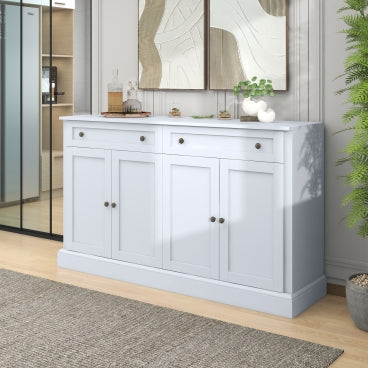 GDFStudio Philip 58”Sideboard Buffet Cabinet with Drawers and Adjustable Shelves, White