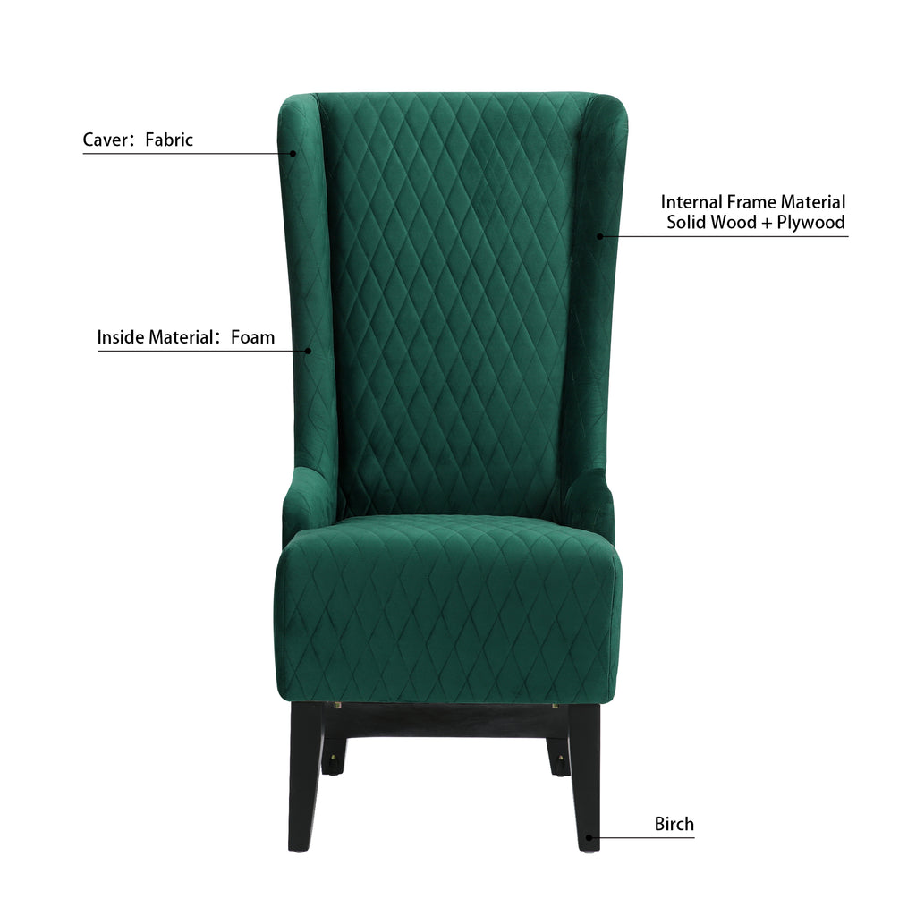 GDFStudio Powell Modern High Wingback Upholstered Tufted 23" W Dining Chair, Green/Velvet