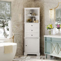GDFStudio Dave Modern Wood Triangle Bathroom Storage Cabinet with 3 Drawers and Adjustable Shelves, White
