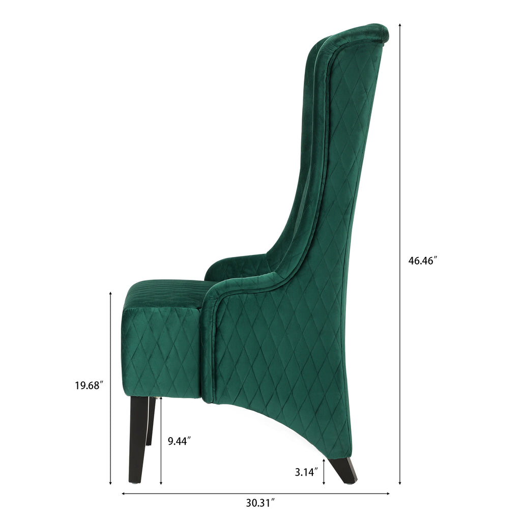 GDFStudio Powell Modern High Wingback Upholstered Tufted 23" W Dining Chair, Green/Velvet