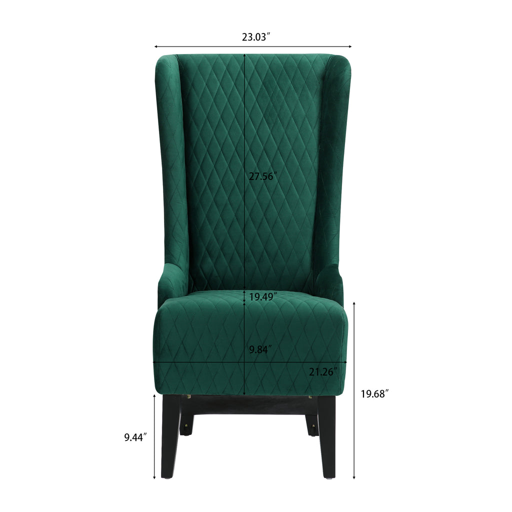 GDFStudio Powell Modern High Wingback Upholstered Tufted 23" W Dining Chair, Green/Velvet
