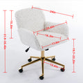 GDFStudio Webb Adjustable Faux Shearling Swivel Office Chair with Gold Metal Base, Pink