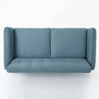 Mid-Century Modern Loveseat with Button-Tufted Waffle Stitch & Tapered Wood Legs ¨C Compact Small-Space Sofa