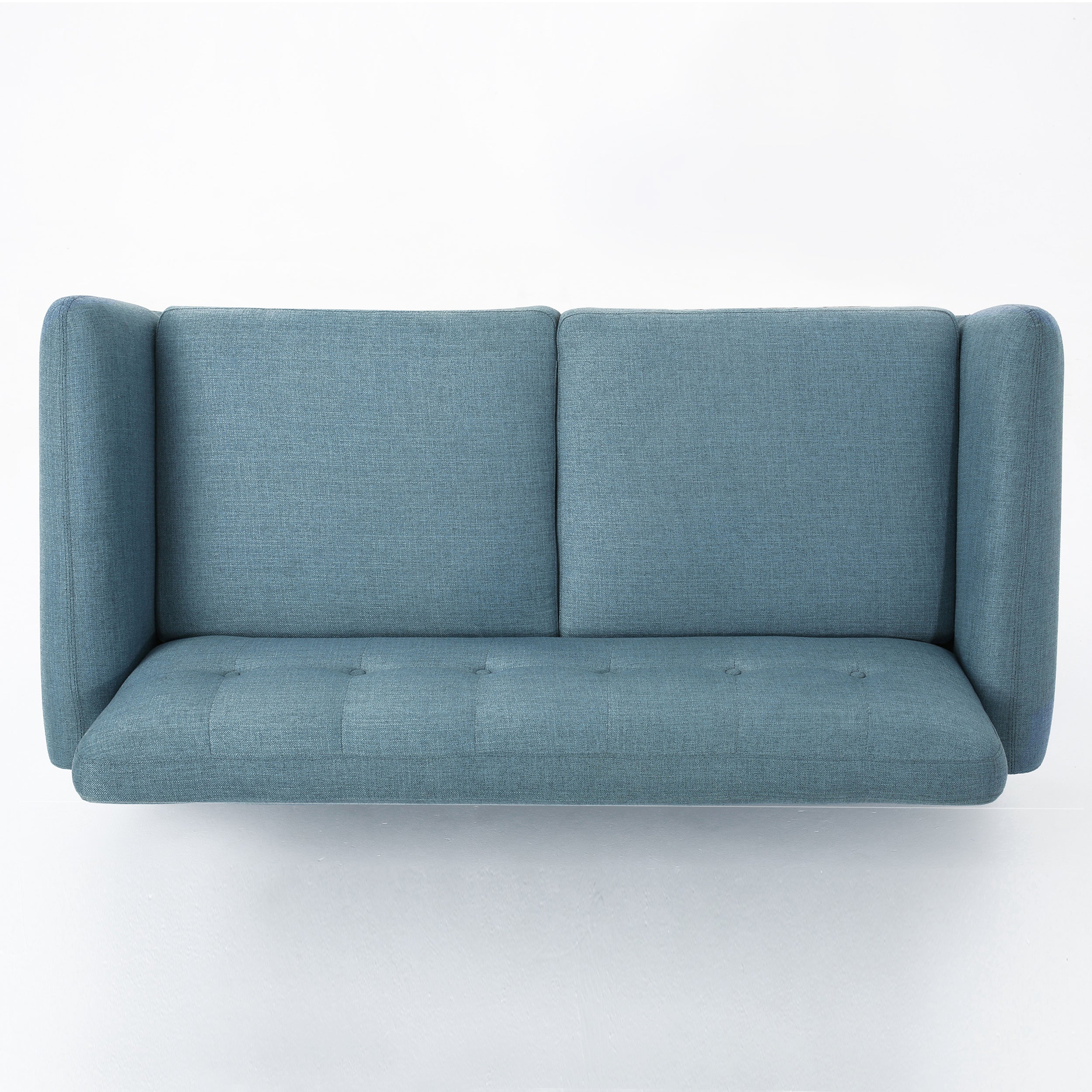 Mid-Century Modern Loveseat with Button-Tufted Waffle Stitch & Tapered Wood Legs ¨C Compact Small-Space Sofa