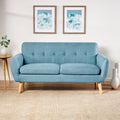 Mid-Century Modern Loveseat with Button-Tufted Waffle Stitch & Tapered Wood Legs ¨C Compact Small-Space Sofa