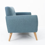 Mid-Century Modern Loveseat with Button-Tufted Waffle Stitch & Tapered Wood Legs ¨C Compact Small-Space Sofa