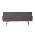 Mid-Century Modern Sofa with Button Tufting & Gold-Tipped Rubberwood Legs – Fabric Upholstered Living Room Couch