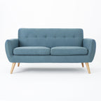 Mid-Century Modern Loveseat with Button-Tufted Waffle Stitch & Tapered Wood Legs Compact Small-Space Sofa