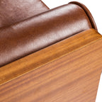 Mid-Century Modern Sofa with Button Tufting & Gold-Tipped Rubberwood Legs ¨C Fabric Upholstered Living Room Couch