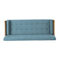 Mid-Century Modern Sofa with Button Tufting & Gold-Tipped Rubberwood Legs – Fabric Upholstered Living Room Couch