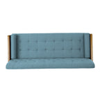 Mid-Century Modern Sofa with Button Tufting & Gold-Tipped Rubberwood Legs ¨C Fabric Upholstered Living Room Couch