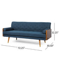 Mid-Century Modern Sofa with Button Tufting & Gold-Tipped Rubberwood Legs – Fabric Upholstered Living Room Couch