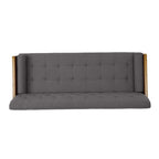 Mid-Century Modern Sofa with Button Tufting & Gold-Tipped Rubberwood Legs ¨C Fabric Upholstered Living Room Couch