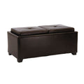 Christopher Knight Home Brown Leather Tray Storage Ottoman – Rectangular Coffee Table Bench with Hidden Storage