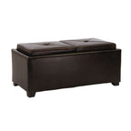 Christopher Knight Home Brown Leather Tray Storage Ottoman ¨C Rectangular Coffee Table Bench with Hidden Storage